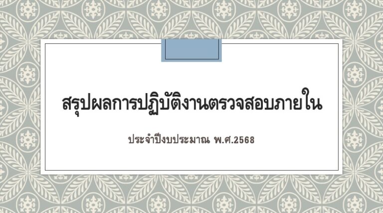 สรุปผลปฏิบัติงานตรวจสอบ 2568